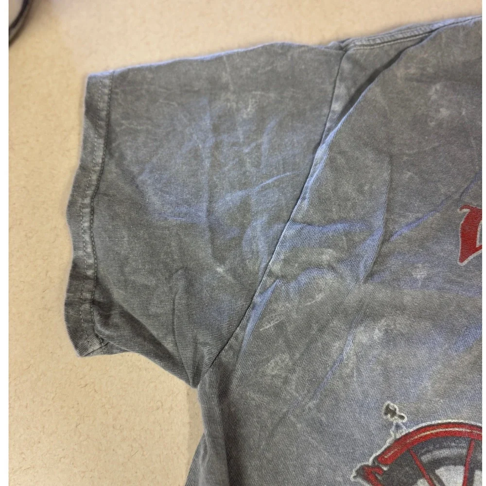 Van Halen Mens Pin Up Girl Motorcycle Graphic‎ T-Shirt Gray Mineral Wash Large